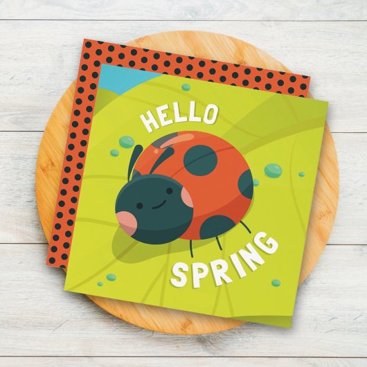 Carte de voeux Hello Spring Ladybug
