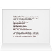 Carte de voeux Herbes de Provence Recette (Intérieur Horizontal (Haut))