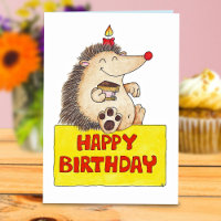 carte de vœux HÉRISSON D'ANNIVERSAIRE de Nicole Ja