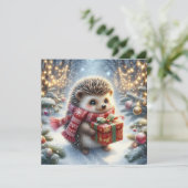 Carte de vœux Hérisson de Noël (Debout devant)