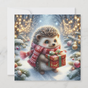 Carte de vœux Hérisson de Noël