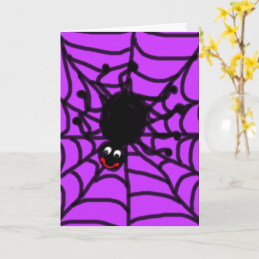 Carte de voeux heureuse d'araignée (Fleur jaune)