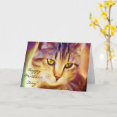 Carte de voeux heureuse d'art de chat tigré du (Fleur jaune)