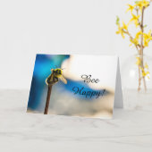 Carte de voeux heureuse de blanc de bourdon (Fleur jaune)