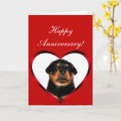 Carte de voeux heureuse de chiot de rottweiler (Fleur jaune)