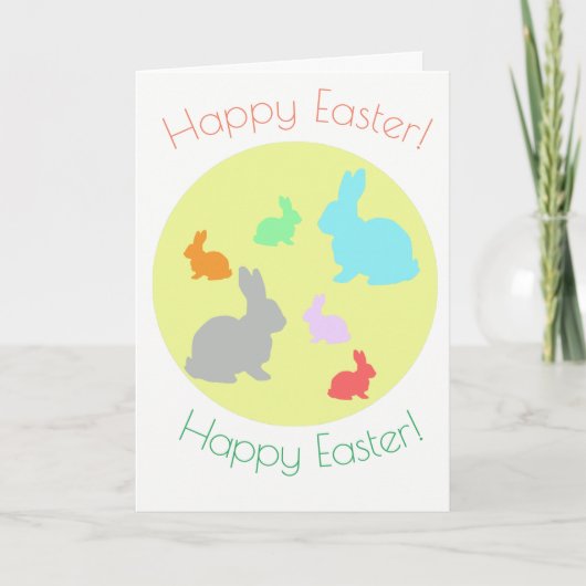 Carte de voeux heureuse de lapins de Pâques (Devant)