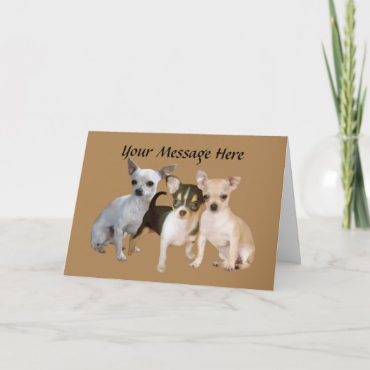 Carte de voeux heureuse de trio de chiwawa (Devant)