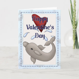 Carte de voeux Heureuse Sainte-Valentin Dolphin d1