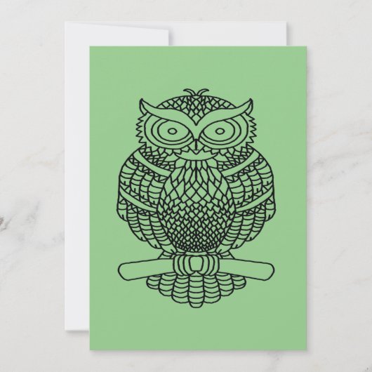 Carte de vœux - Hibou (vert) (Devant)