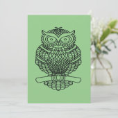 Carte de vœux - Hibou (vert) (Debout devant)