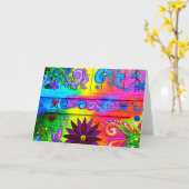 Carte de voeux hippie psychédélique des années 70 (Fleur jaune)