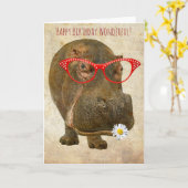 Carte de voeux Hippo la plus fine ! (Fleur jaune)