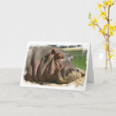 Carte de voeux Hippopotamus (Fleur jaune)