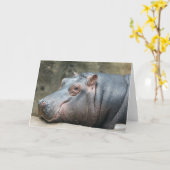 Carte de voeux Hippopotamus (Fleur jaune)