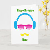 Carte de voeux Hipster guy (Fleur jaune)