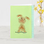 Carte de voeux hirsute de broderie de chiot (Fleur jaune)