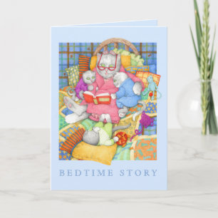 Carte de vœux HISTOIRE DU COUCHER / Bleue