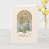 Carte de voeux hiver Cactus Holiday (Fleur jaune)