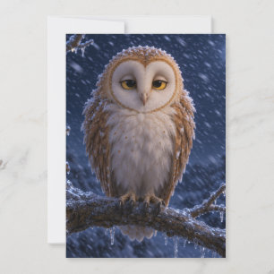 Carte de vœux hiver chouette effraie mignonne