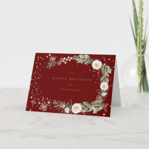 carte de voeux hiver fleurie wreath