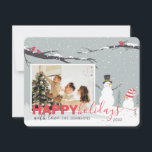 Carte de voeux hiver Snowman<br><div class="desc">Cette carte de voeux hiver bonhomme de neige est la meilleure façon de montrer vos photos de famille de noël cette saison de vacances. Joyeuses fêtes !</div>