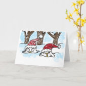 Carte de voeux hiver TwoLoveBirds (Fleur jaune)