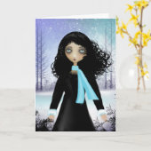 Carte de voeux Hiver vide (Fleur jaune)