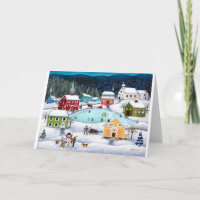Carte de vœux hivernale folk vierge