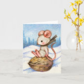 Carte de voeux hivernale Sledding Mouse Cute Holid (Fleur jaune)
