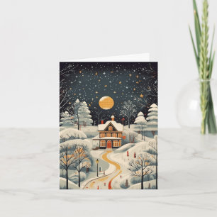 Carte de vœux hivernale vintage style Gouache pour