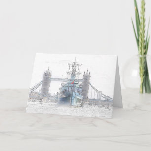 Carte de voeux HMS Belfast et Tower Bridge