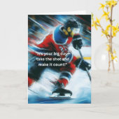 Carte de voeux Hockey - Vacances Anniversaire! (Fleur jaune)