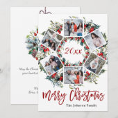 Carte de voeux Holly Berry Christmas Wreath (Devant / Derrière)