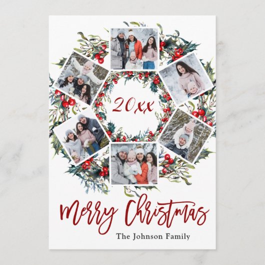 Carte de voeux Holly Berry Christmas Wreath (Devant)