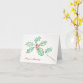 Carte de voeux Holly "Bonnes Fêtes" (Fleur jaune)