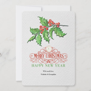 Carte de voeux Holly Sprig Holiday