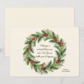 Carte de voeux Holly Wreath Holiday (Devant / Derrière)