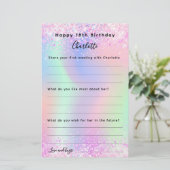 Carte de voeux Holographique rose violet (Debout devant)