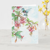 Carte de voeux Honeysuckle Hummingbird (Fleur jaune)