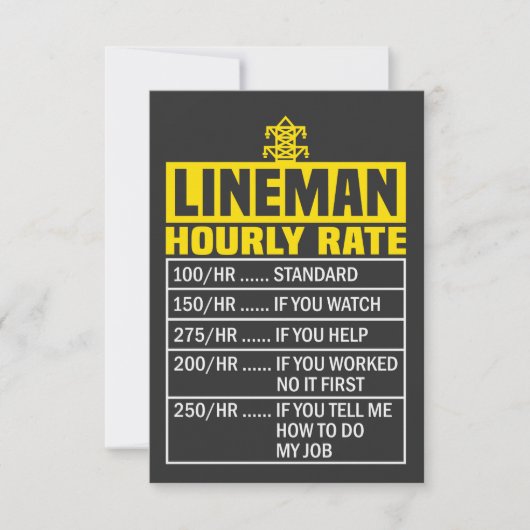 Carte de voeux horaire Funny Lineman (Devant)
