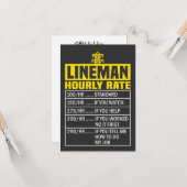 Carte de voeux horaire Funny Lineman (Devant/Arrière en situation)