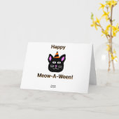 Carte de vœux horizontale Black Cat Meow-A-Ween (Fleur jaune)