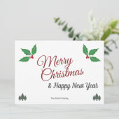 Carte de Voeux - Houx de Noël et sapins (Debout devant)