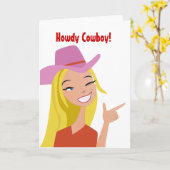 Carte de voeux Howdy Cowboy (Fleur jaune)