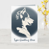 Carte de voeux Husky Card Sibérienne Malamute Husk (Fleur jaune)