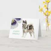 Carte de voeux Husky et fleurie (Fleur jaune)