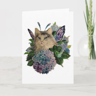 Carte de voeux Hydrangea fairy kitty