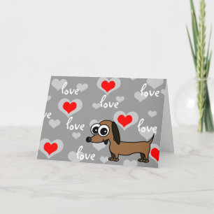 Carte de voeux I Love You avec Dachshund de dessin