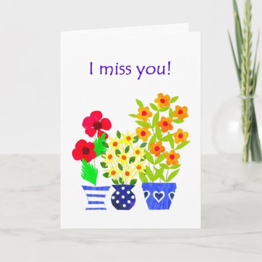Carte de voeux 'I miss you' - Flower Power (Devant)