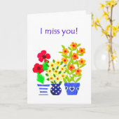 Carte de voeux 'I miss you' - Flower Power (Fleur jaune)